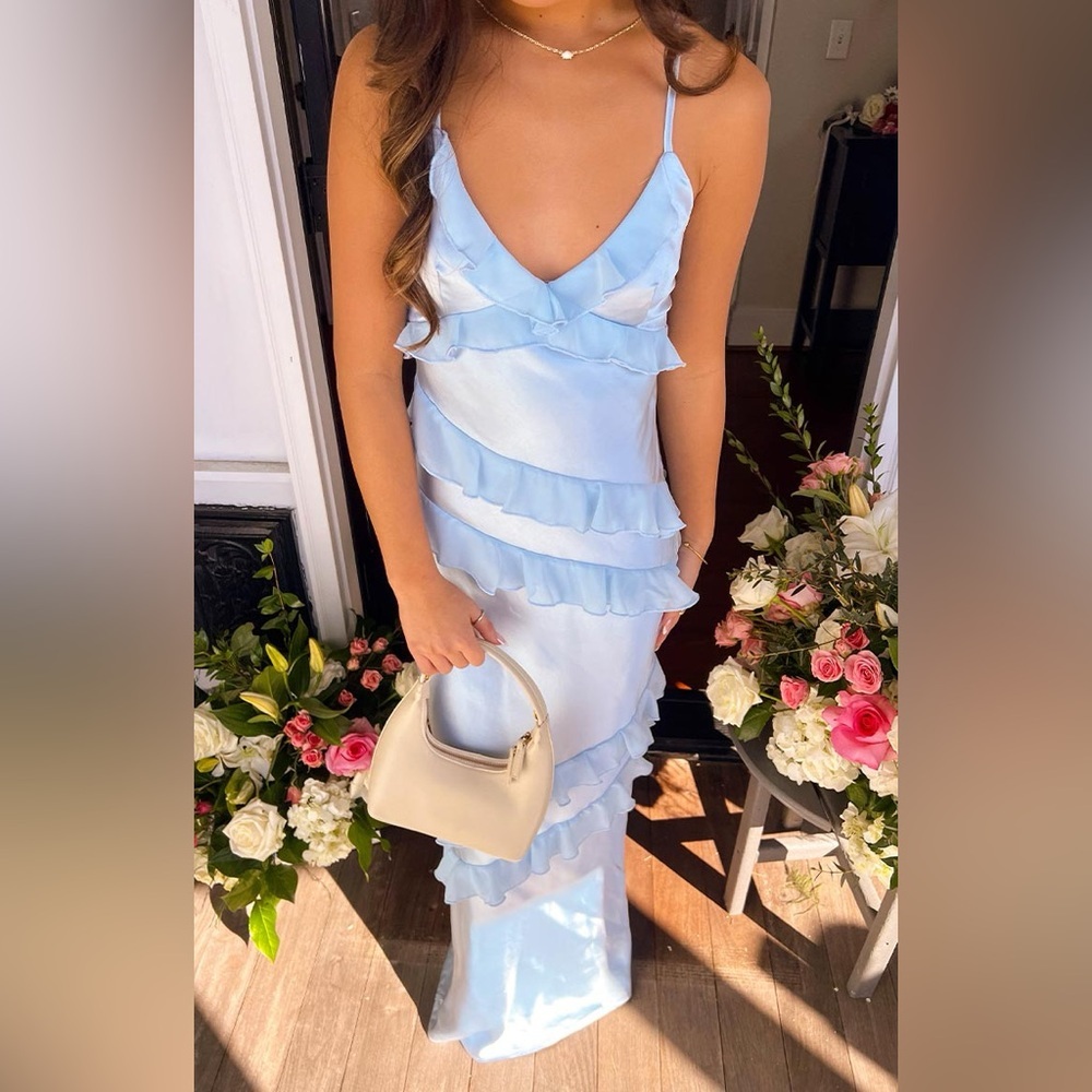 Beginning Boutique Inara Blue Ruffle Maxi Dress - Size 12 - Picture 4 of 16